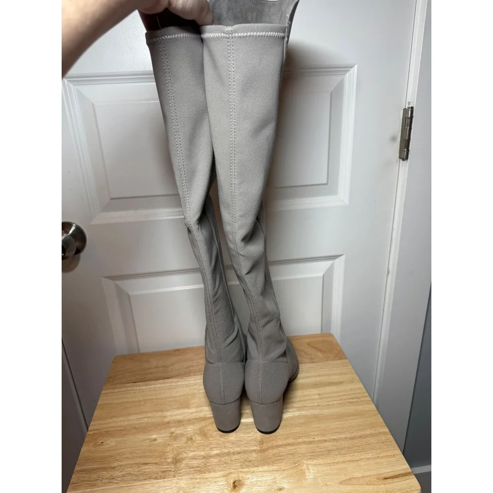 Stuart Weitzman Midland Grey Suede Over The Knee Block Heel Boots Womens 7.5B